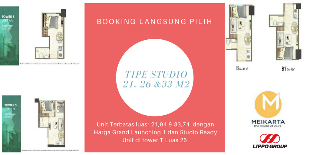 tipe studio Meikarta Ready Unit