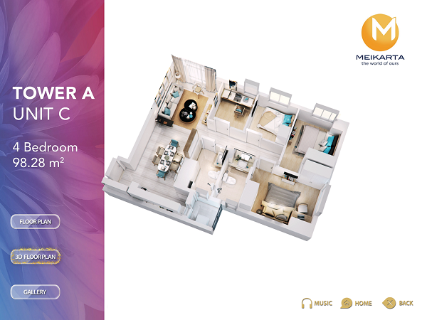 design 3d unit apartemen meikarta tipe a
