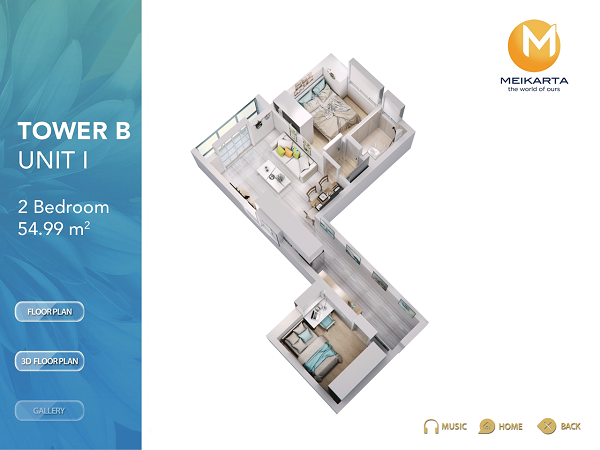 detail apartemen ruangan tower b unit I dwan L 2 br