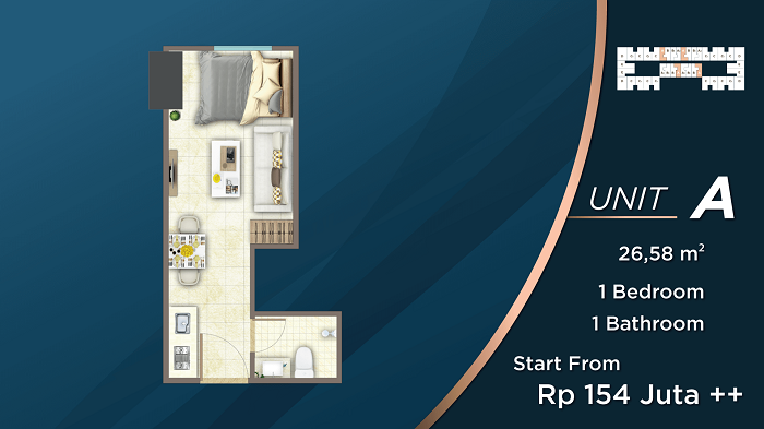 tipe studio tower T unit A 56,58