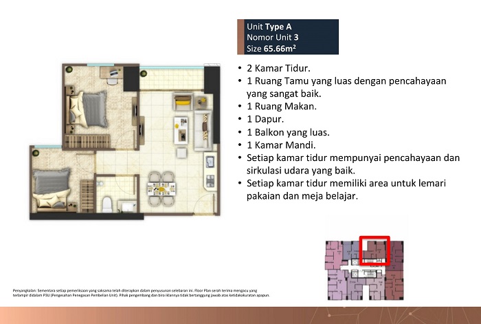 tipe apatemen meikarta tower c unit a